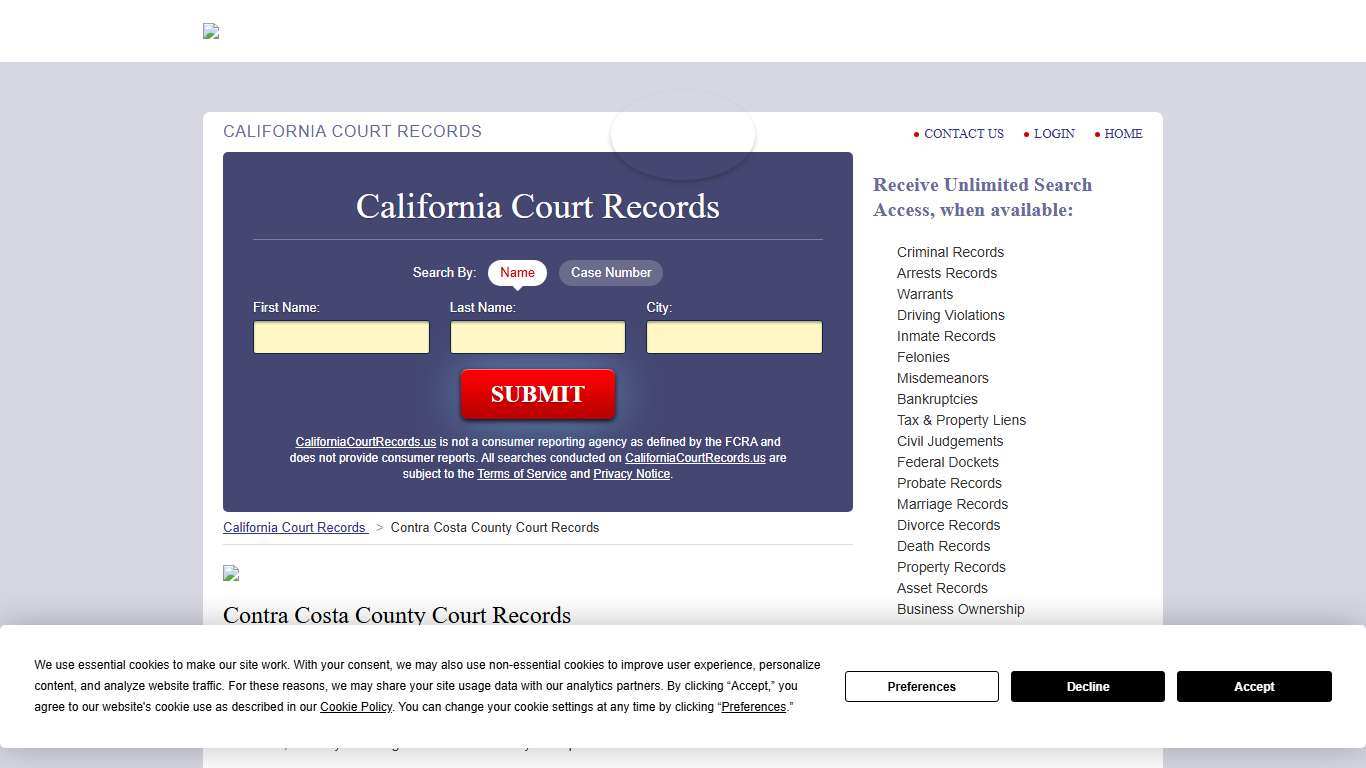 Contra Costa County Court Records CaliforniaCourtRecords.us